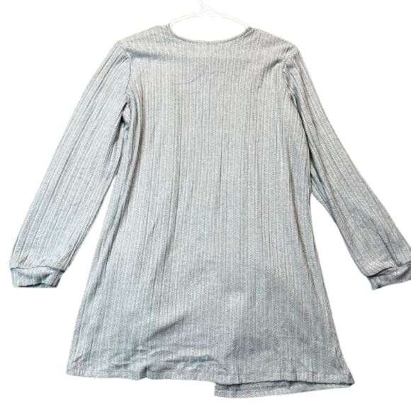 Blu Pepper NWT Open-Front Gray Ribbed Cardigan with Lace-Trim Pockets Size M - Picture 3 of 6